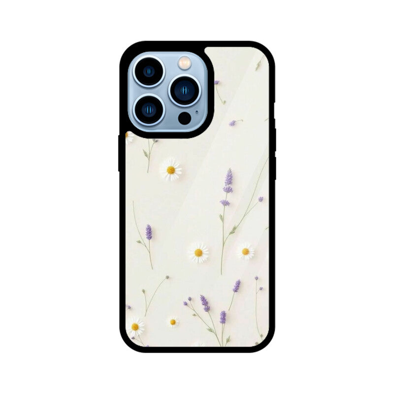 Daisy Lavender Floral Glass Case