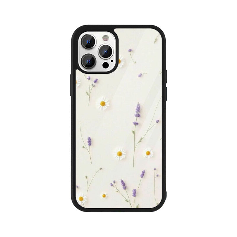 Daisy Lavender Floral Glass Case