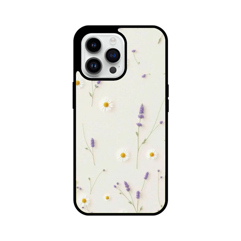 Daisy Lavender Floral Glass Case