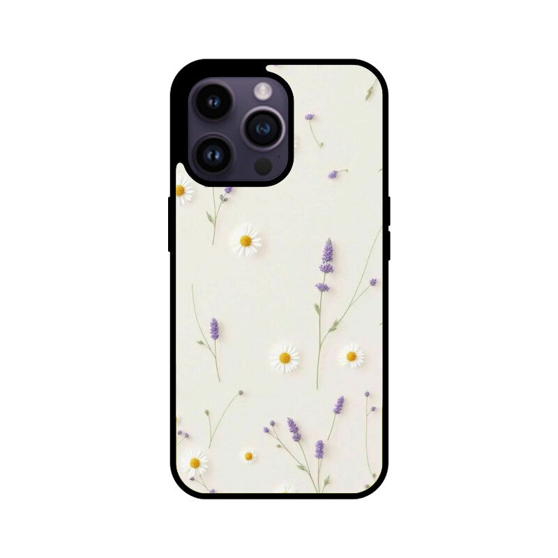 Daisy Lavender Floral Glass Case