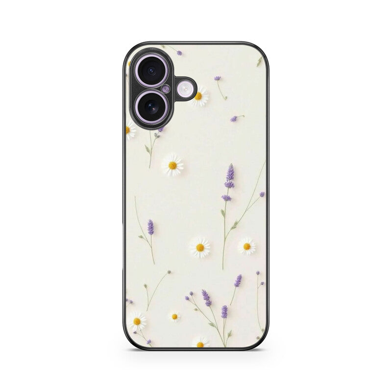 Daisy Lavender Floral Glass Case