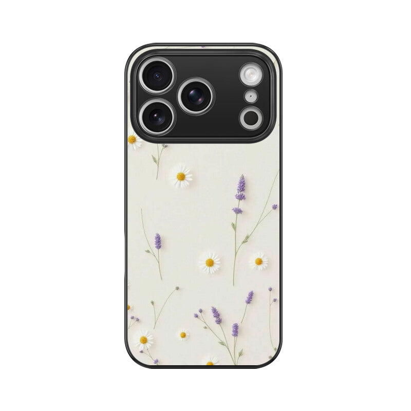 Daisy Lavender Floral Glass Case