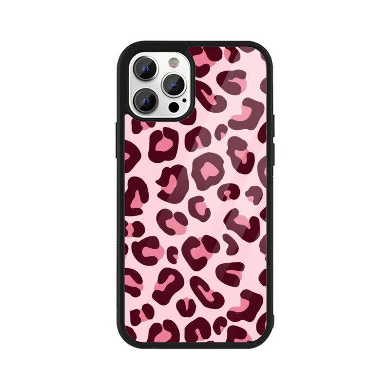 Pink Leopard Print Glass Case