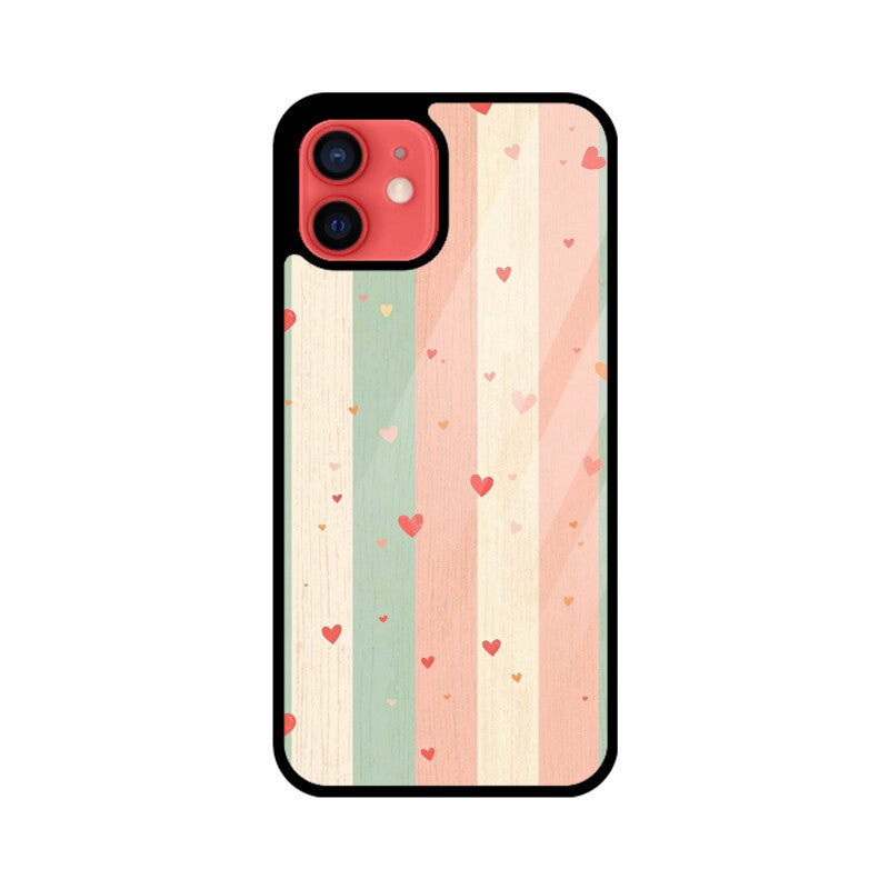 Pastel Stripe Heart Glass Case