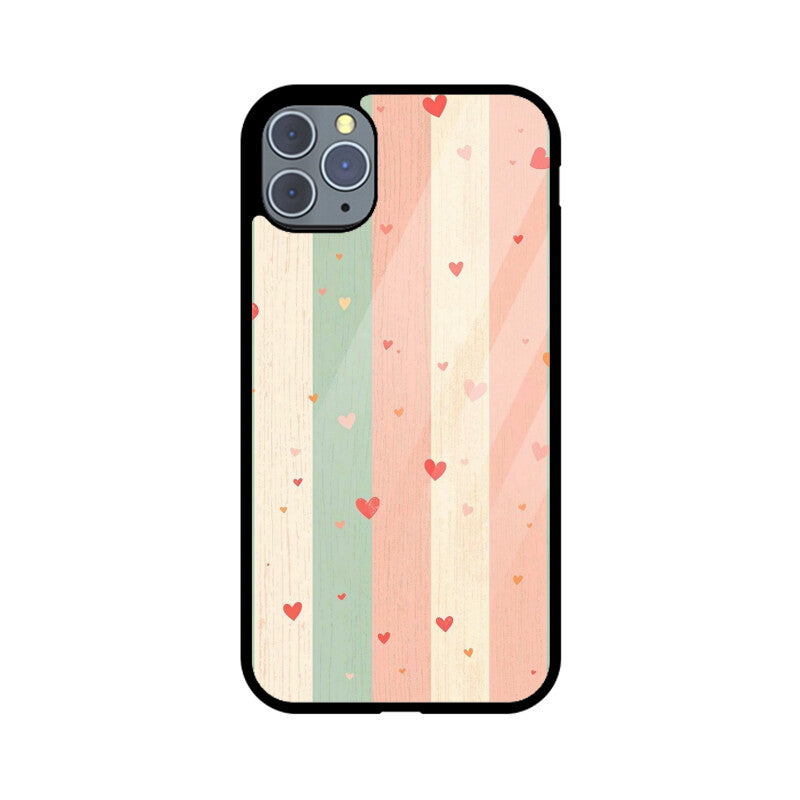 Pastel Stripe Heart Glass Case