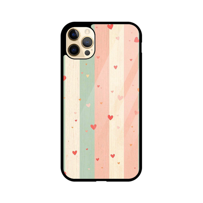 Pastel Stripe Heart Glass Case