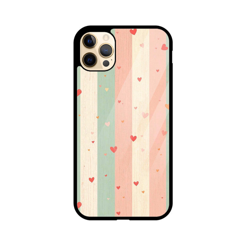 Pastel Stripe Heart Glass Case