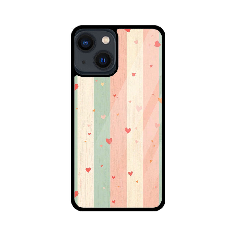 Pastel Stripe Heart Glass Case