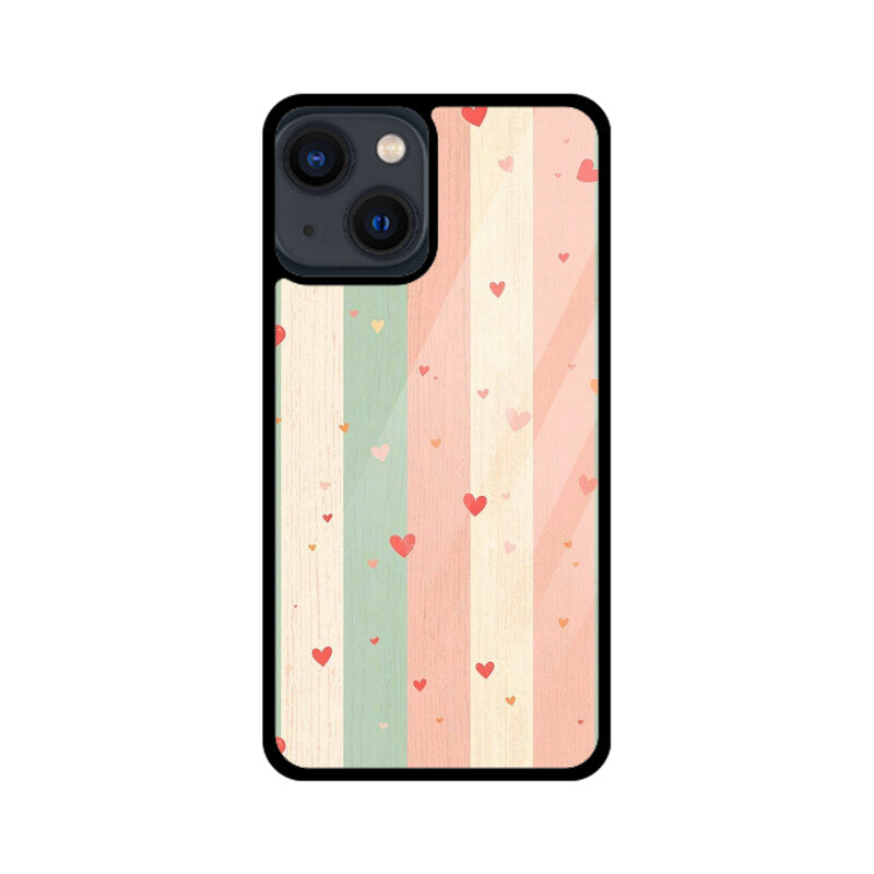 Pastel Stripe Heart Glass Case