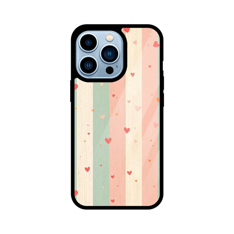 Pastel Stripe Heart Glass Case