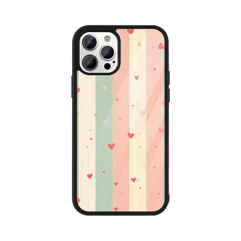 Pastel Stripe Heart Glass Case