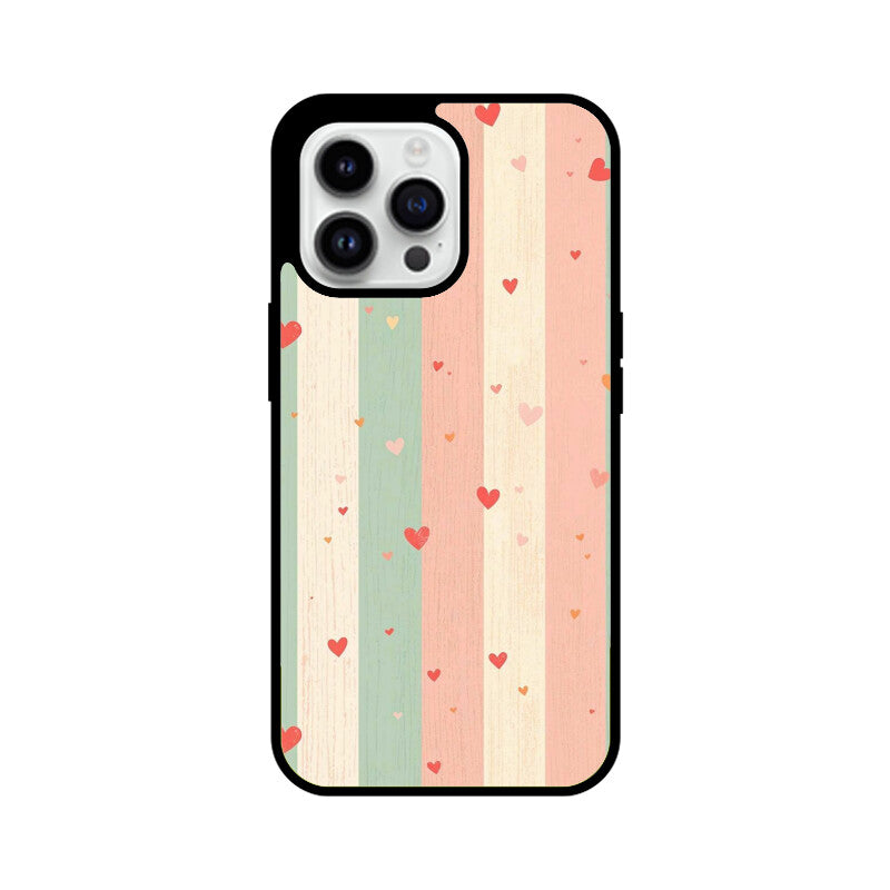 Pastel Stripe Heart Glass Case