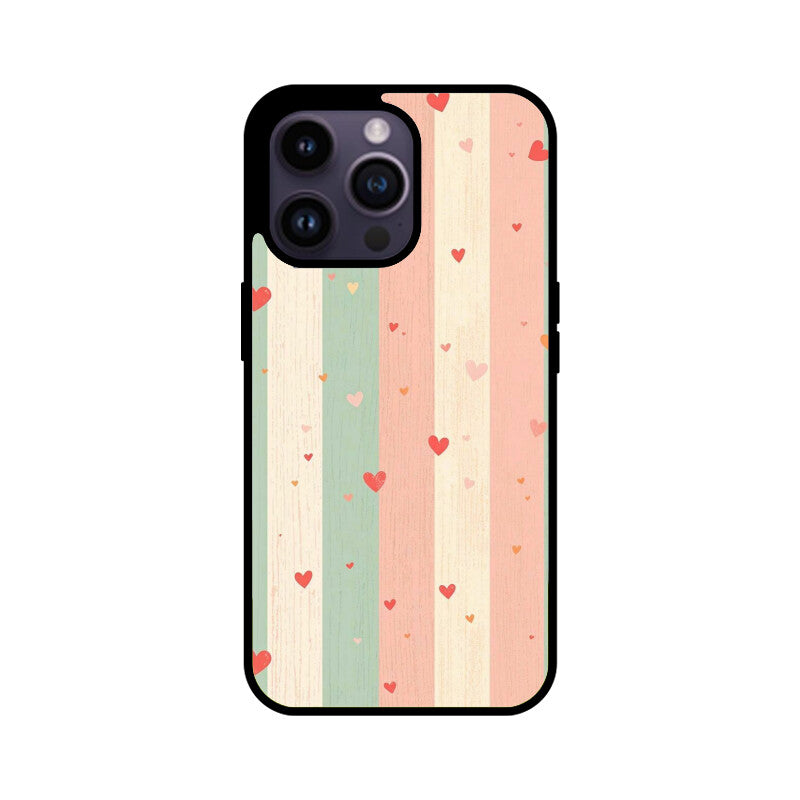 Pastel Stripe Heart Glass Case