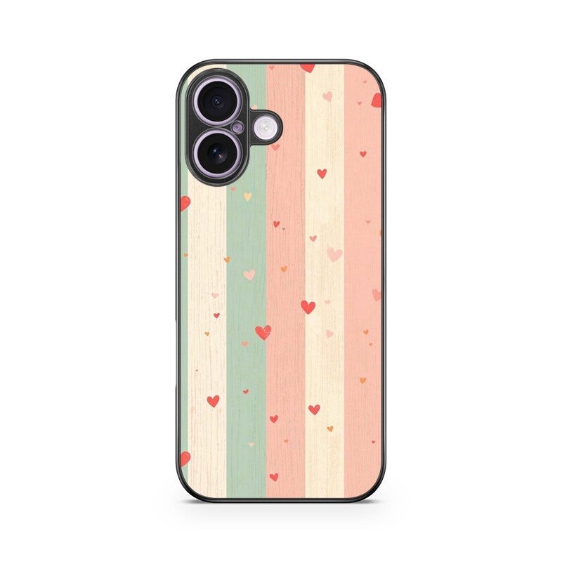 Pastel Stripe Heart Glass Case