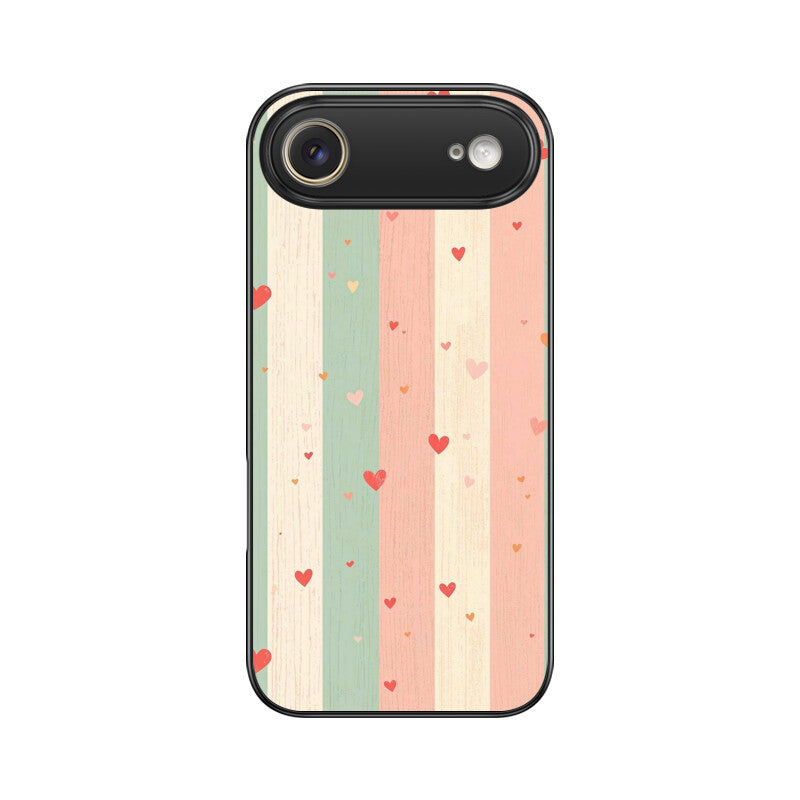 Pastel Stripe Heart Glass Case