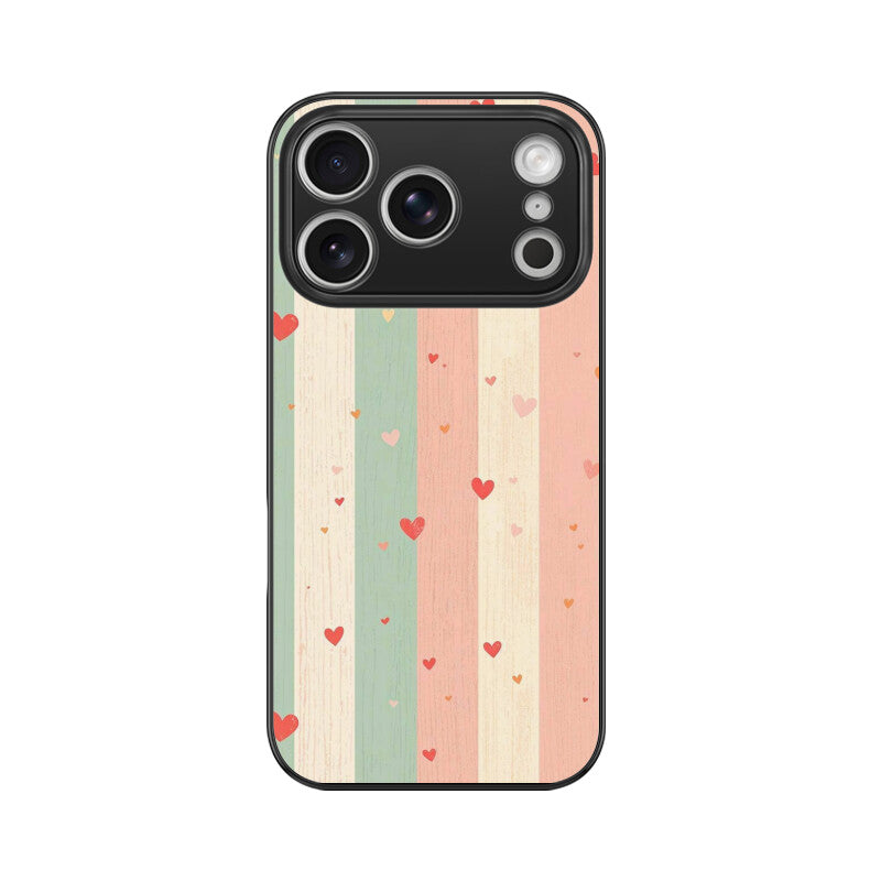 Pastel Stripe Heart Glass Case