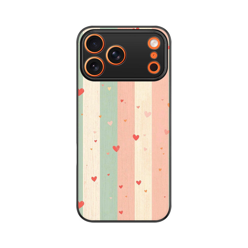 Pastel Stripe Heart Glass Case