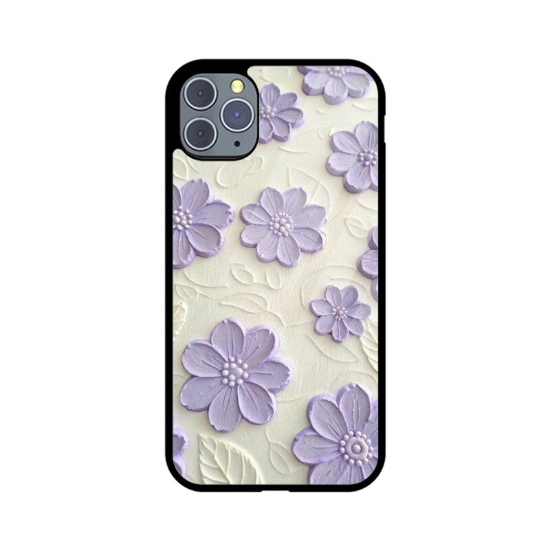 Lavender Floral Texture Glass Case