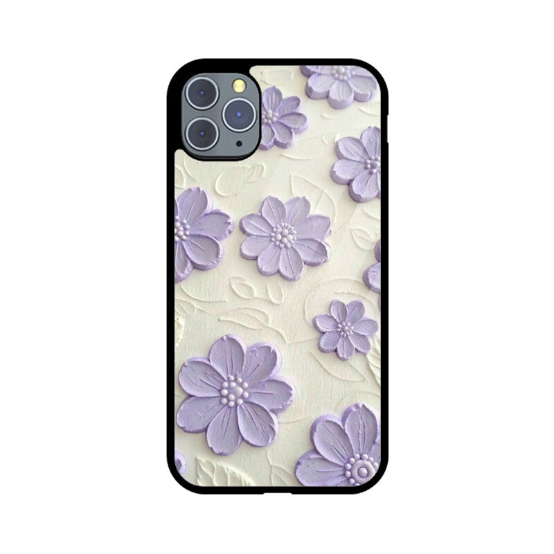 Lavender Floral Texture Glass Case