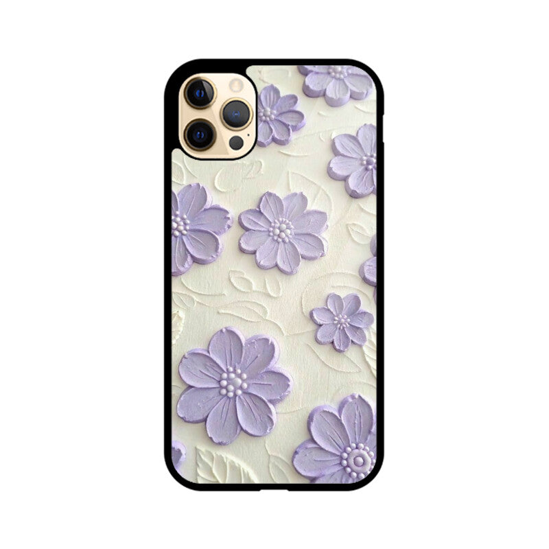 Lavender Floral Texture Glass Case