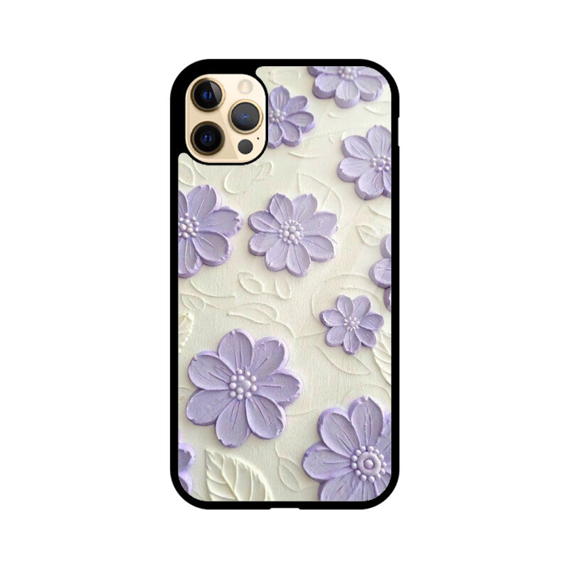 Lavender Floral Texture Glass Case