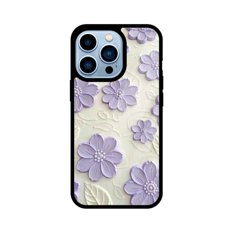 Lavender Floral Texture Glass Case