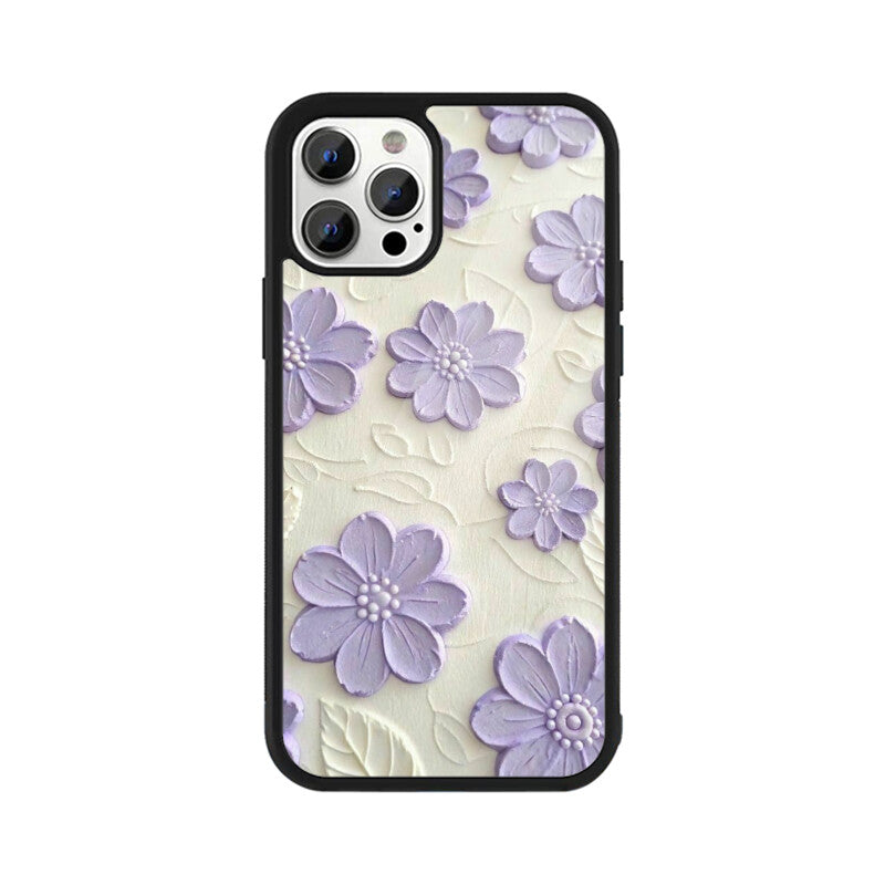 Lavender Floral Texture Glass Case