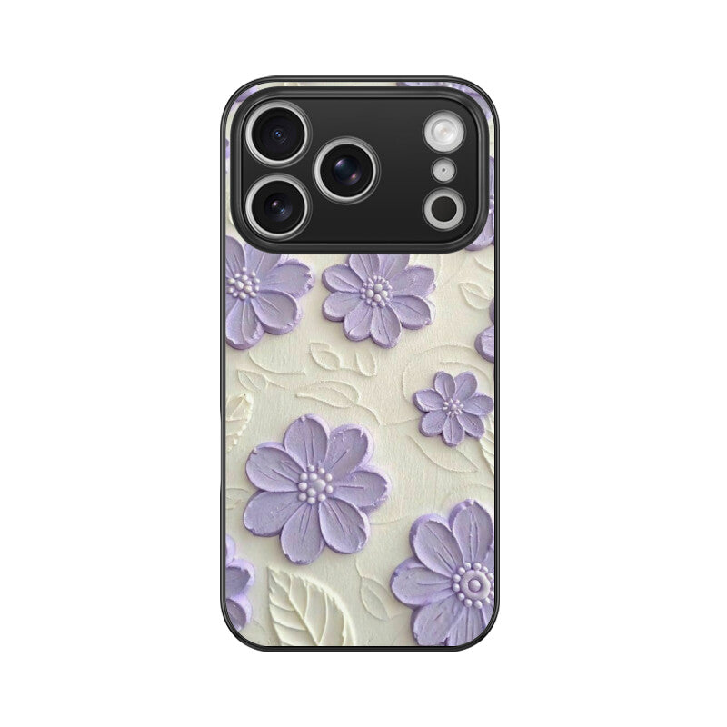 Lavender Floral Texture Glass Case