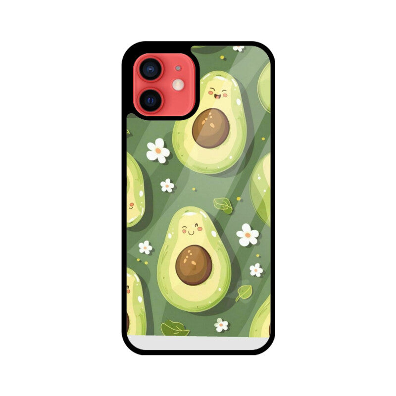 Kawaii Avocado Pattern Glass Case