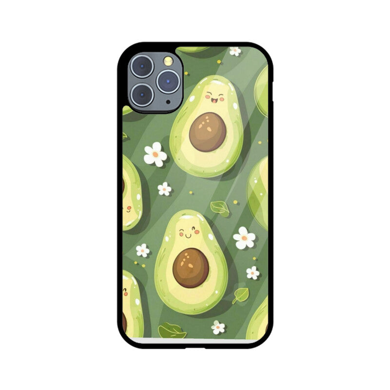 Kawaii Avocado Pattern Glass Case