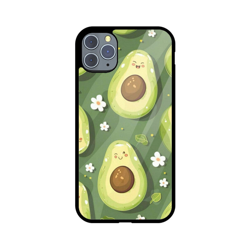 Kawaii Avocado Pattern Glass Case