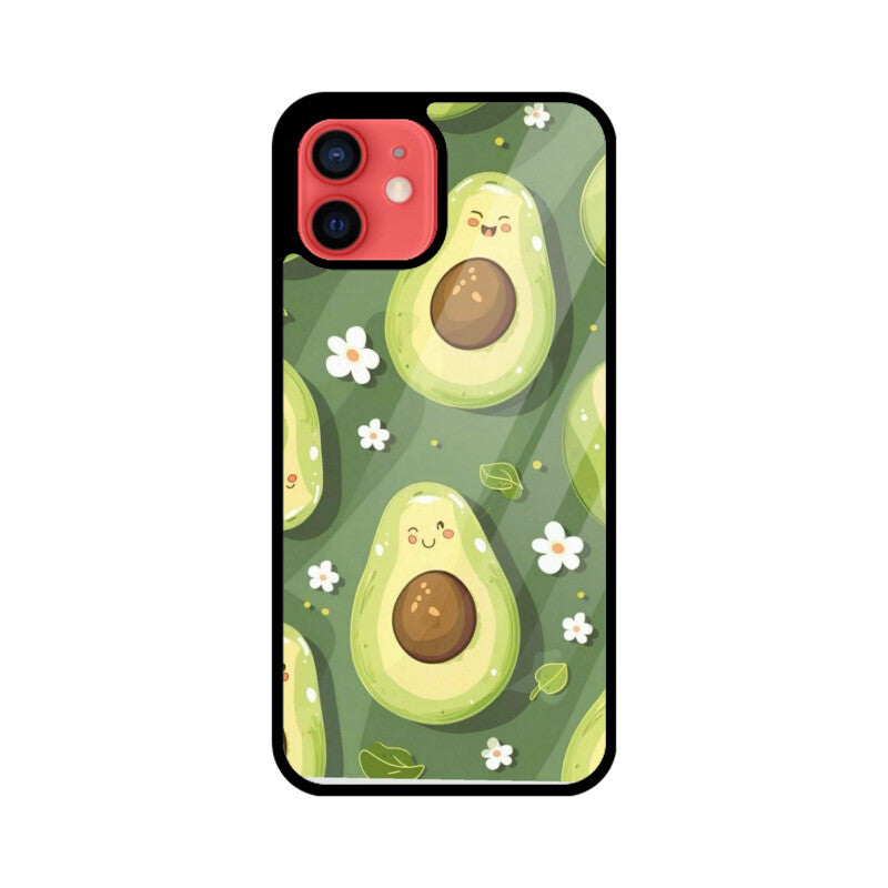 Kawaii Avocado Pattern Glass Case