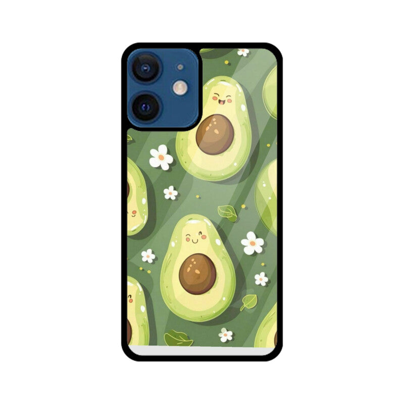 Kawaii Avocado Pattern Glass Case