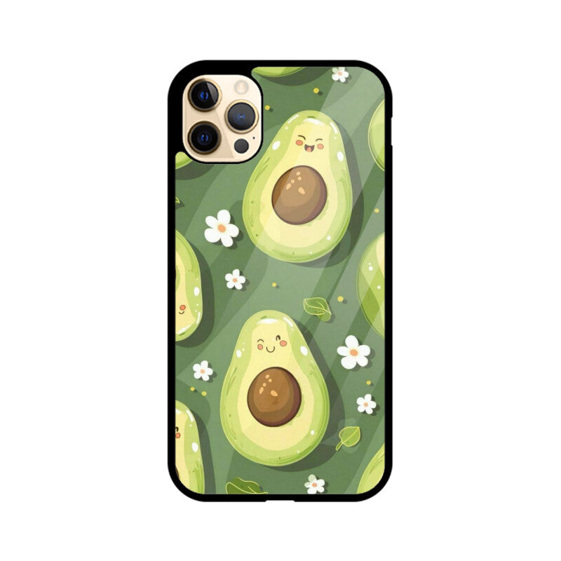 Kawaii Avocado Pattern Glass Case
