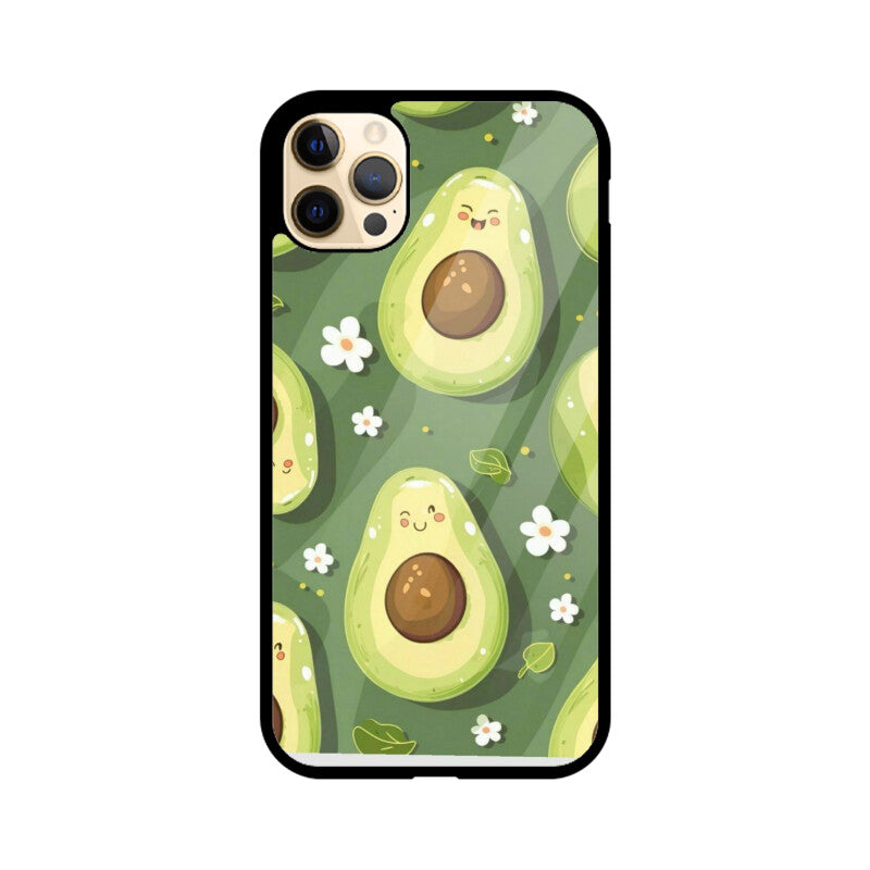 Kawaii Avocado Pattern Glass Case