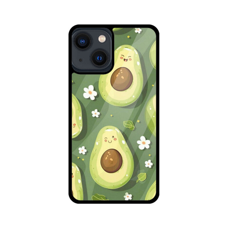 Kawaii Avocado Pattern Glass Case