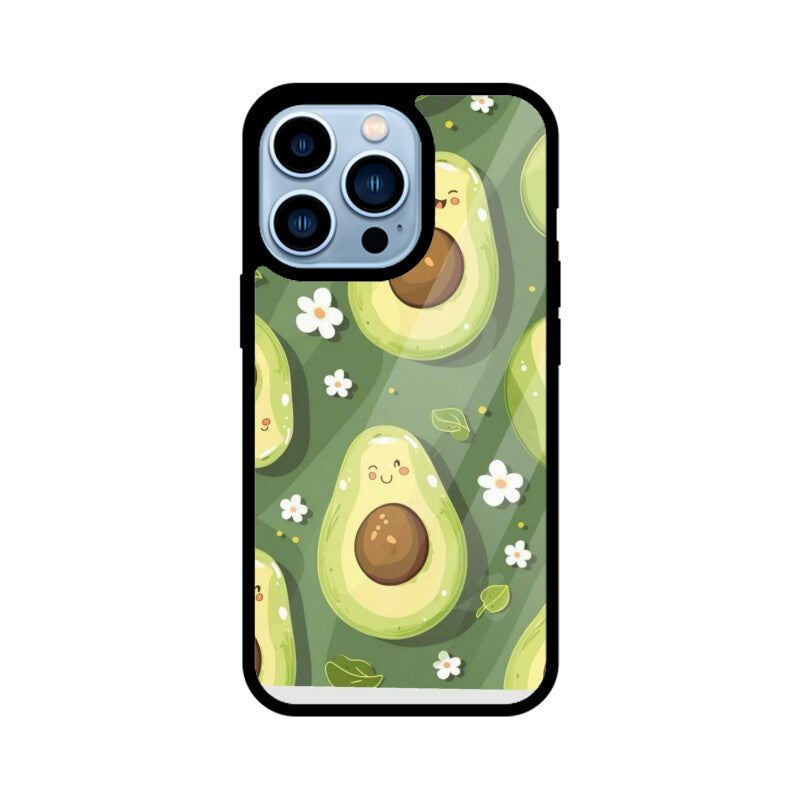 Kawaii Avocado Pattern Glass Case