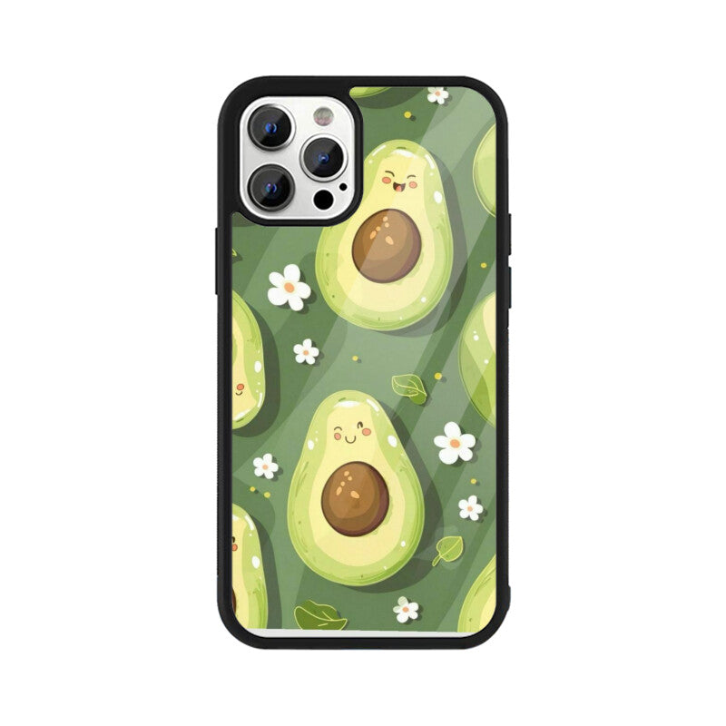 Kawaii Avocado Pattern Glass Case