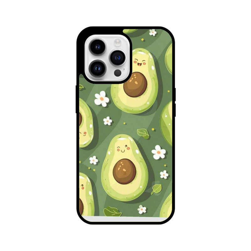 Kawaii Avocado Pattern Glass Case