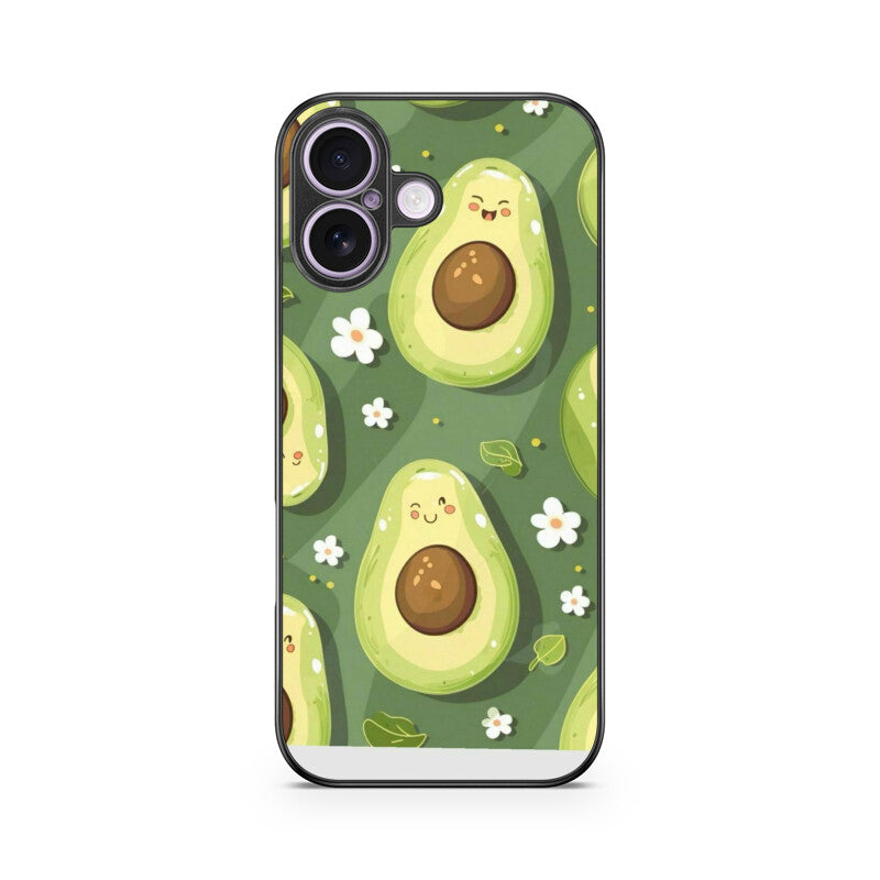 Kawaii Avocado Pattern Glass Case