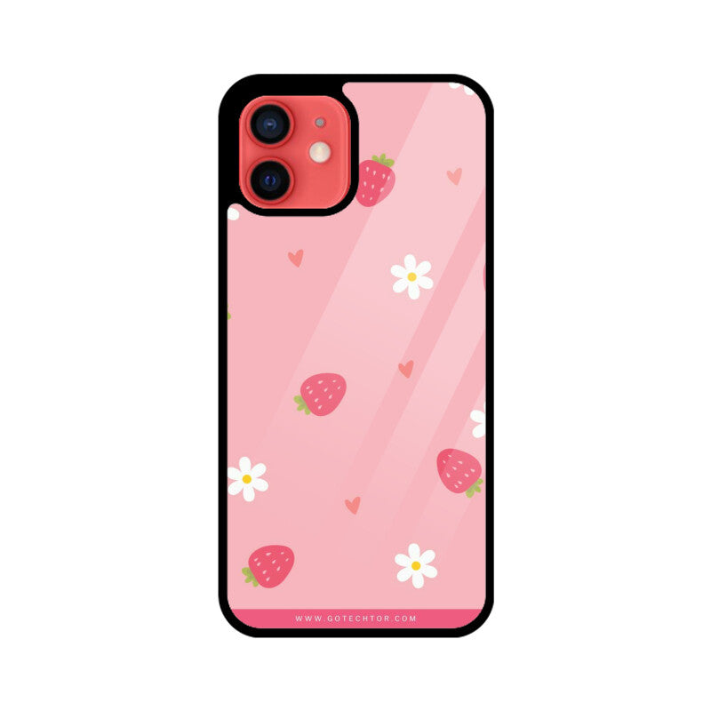 Strawberry Daisy Cute Aesthetic Glass Case