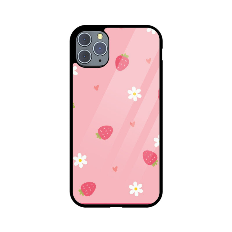 Strawberry Daisy Cute Aesthetic Glass Case