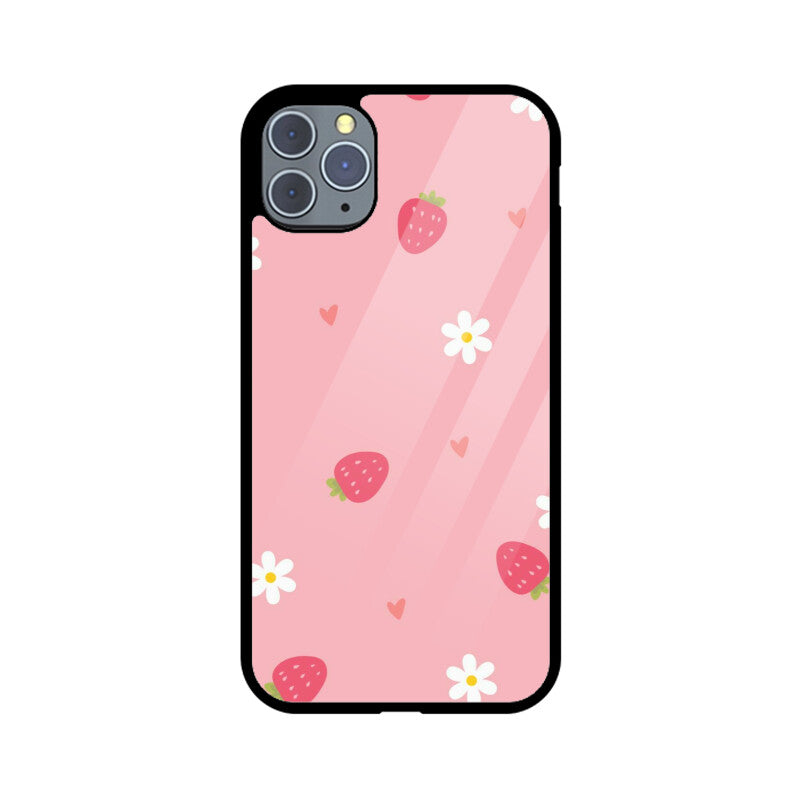Strawberry Daisy Cute Aesthetic Glass Case