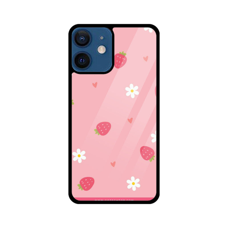 Strawberry Daisy Cute Aesthetic Glass Case