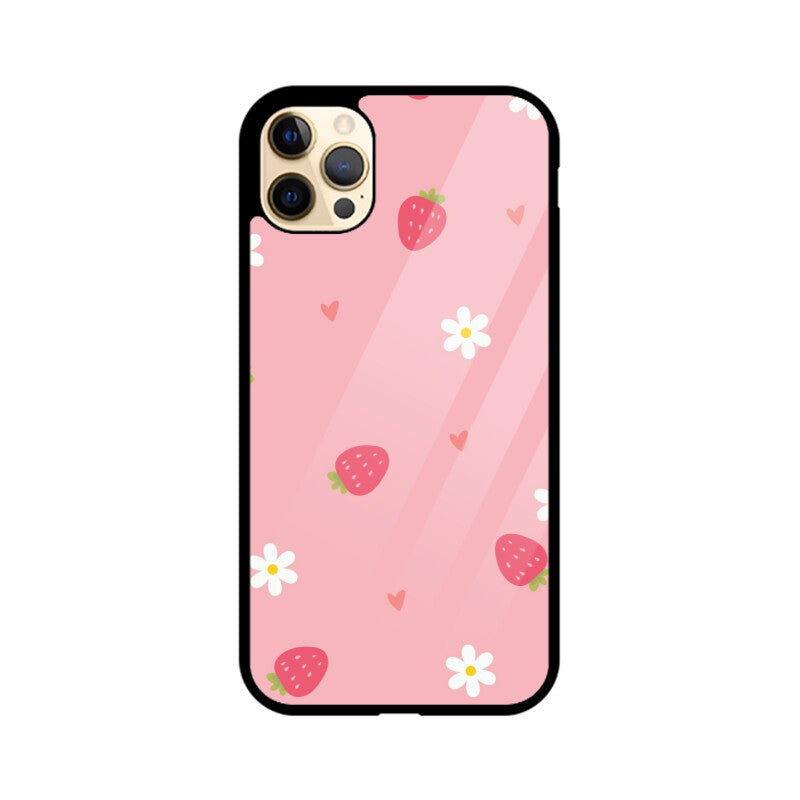 Strawberry Daisy Cute Aesthetic Glass Case
