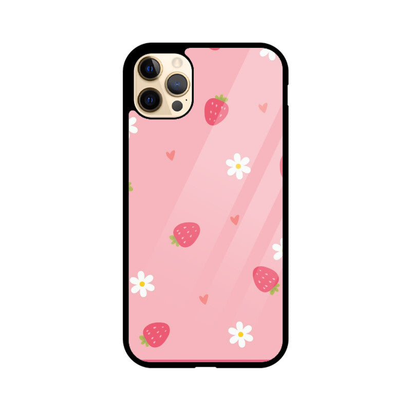 Strawberry Daisy Cute Aesthetic Glass Case