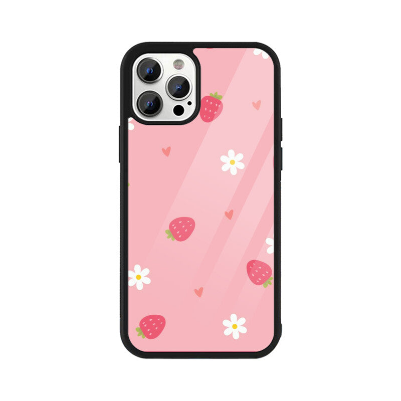Strawberry Daisy Cute Aesthetic Glass Case