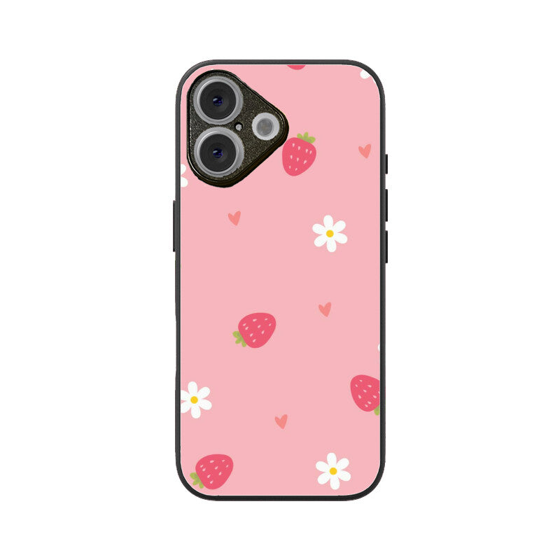Strawberry Daisy Cute Aesthetic Glass Case
