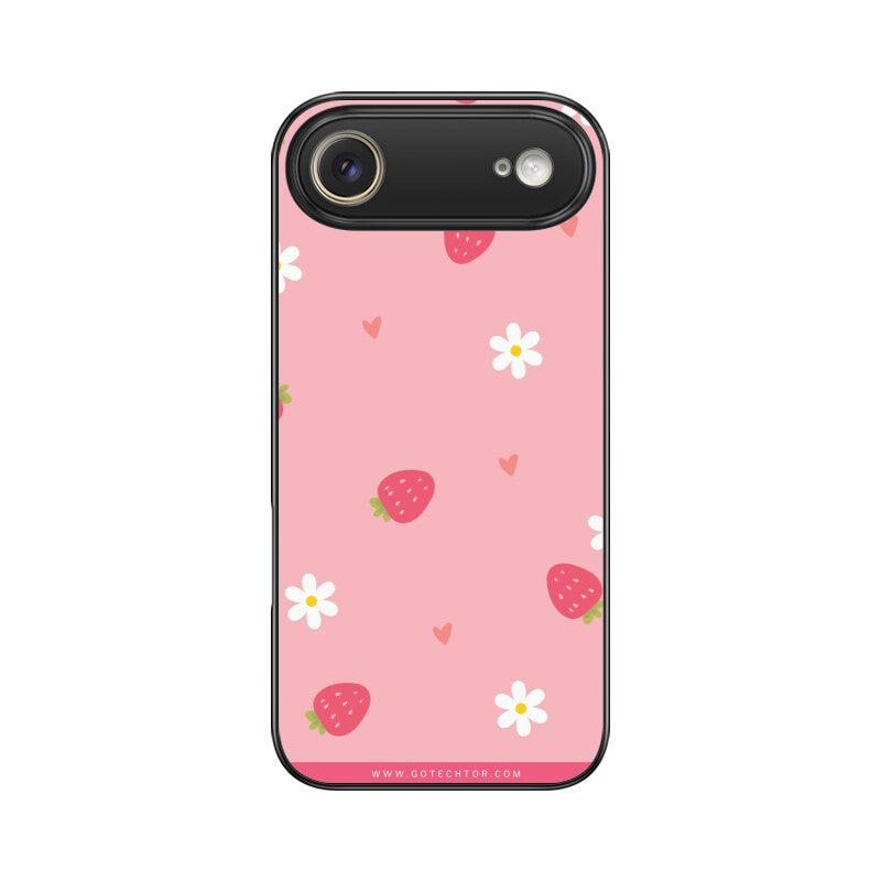 Strawberry Daisy Cute Aesthetic Glass Case