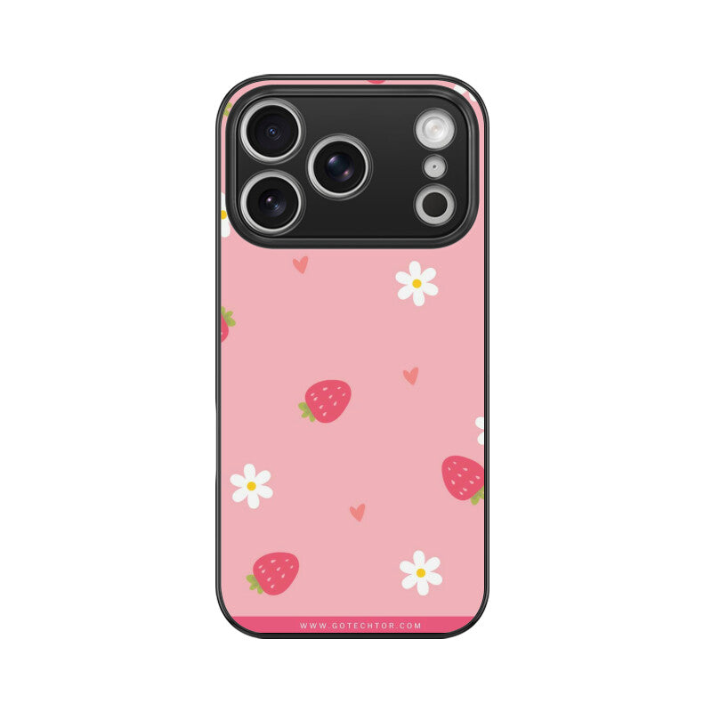Strawberry Daisy Cute Aesthetic Glass Case